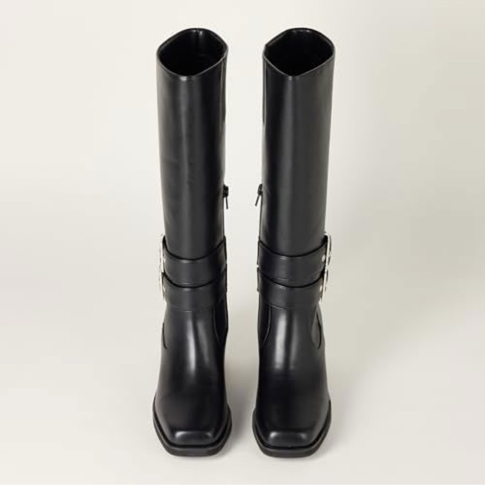 The Drop Women's Sage Tall Biker Boot with Buckles, Black, NWT size 7.5 - Picture 4 of 12